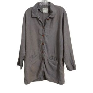Flax Lavender Taupe Linen Shacket Button Down Top Artsy Oversize Lagonlook Med.